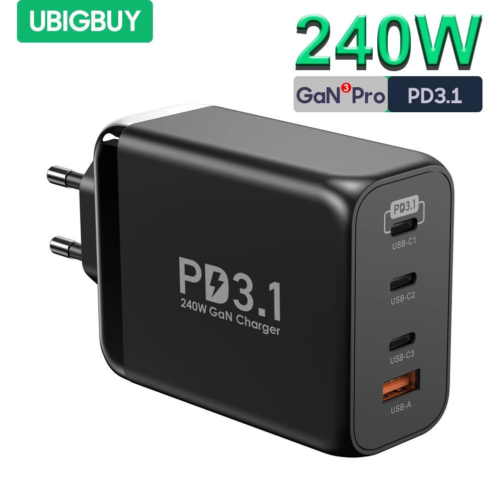 Ubigbuy USB C ,  14, ƺ, Ｚ ޴, 4 Ʈ GaN III, 100W, 140W PD 3.1    , 240W